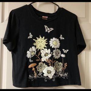 Crop top that says, enjoy the little things color black brand self esteem size m